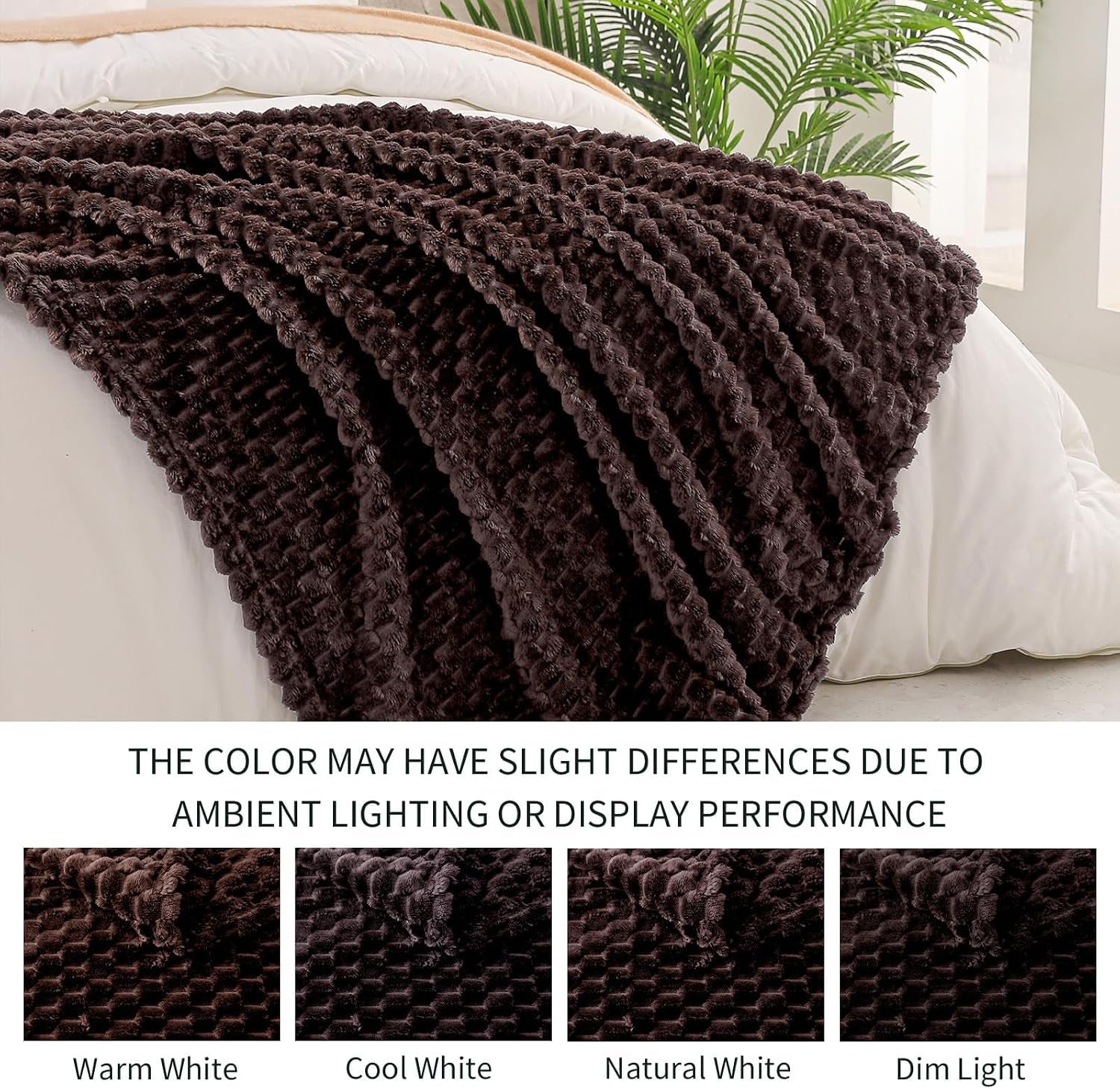 3D Fleece Twin Size Blanket for Bed, Coffee | Extra Soft Fuzzy Plush Lightweight Bed Blankets, Cozy Fluffy Decorative Blankets for All Seasons, 60X80 Inches