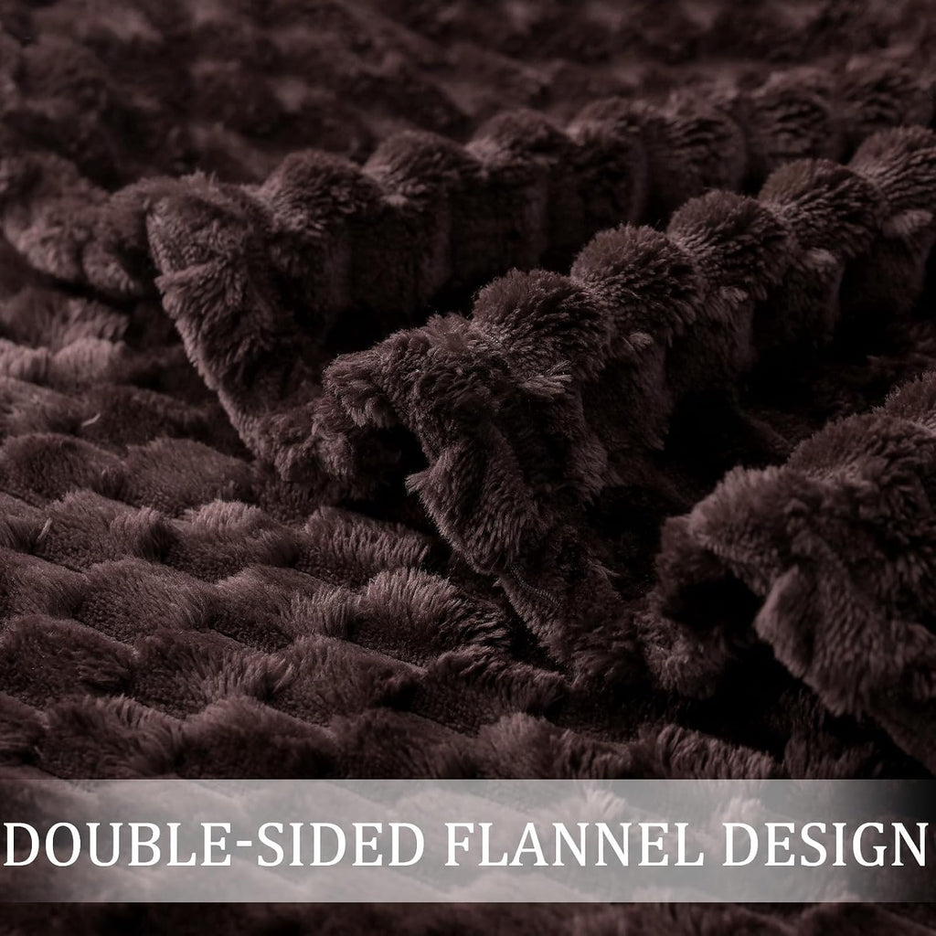 3D Fleece Twin Size Blanket for Bed, Coffee | Extra Soft Fuzzy Plush Lightweight Bed Blankets, Cozy Fluffy Decorative Blankets for All Seasons, 60X80 Inches