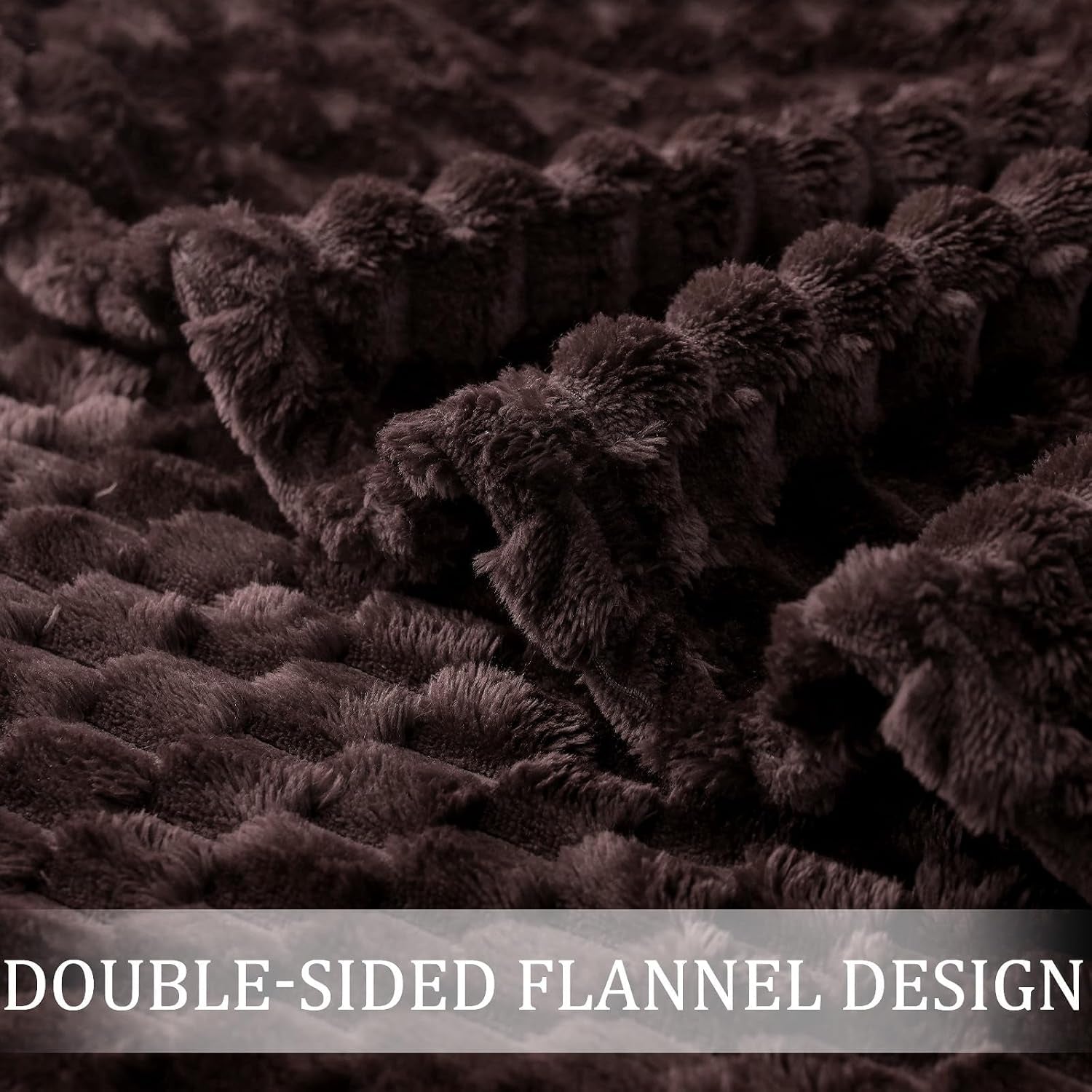3D Fleece Twin Size Blanket for Bed, Coffee | Extra Soft Fuzzy Plush Lightweight Bed Blankets, Cozy Fluffy Decorative Blankets for All Seasons, 60X80 Inches