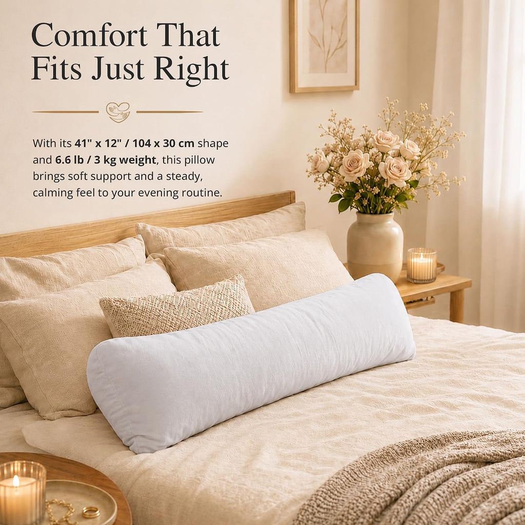 Weighted Pillow for Adults 6.5Lbs | 41" X 12" | Sleep Better & Feel Calm | Weighted Body Pillow for Stress Relief | Sleeping Hugging Pillows for Adults | Gift Women | Side Sleeping