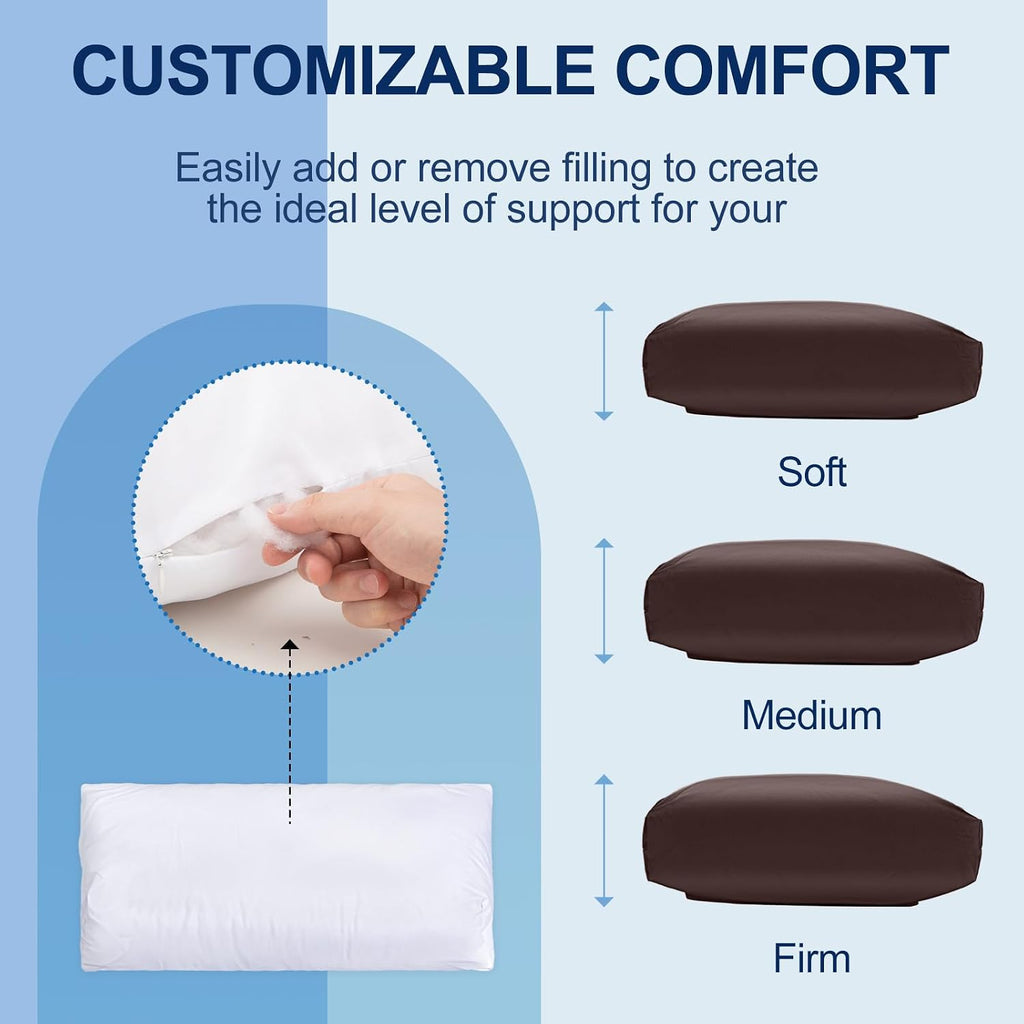 Recliner Pillow, Adjustable Neck & Head Support Pillow | Faux Leather, Weighted Non-Slip Flap, Adjustable Filling, Pain Relief & Relaxation, for Recliners, Sofas, Office Chairs