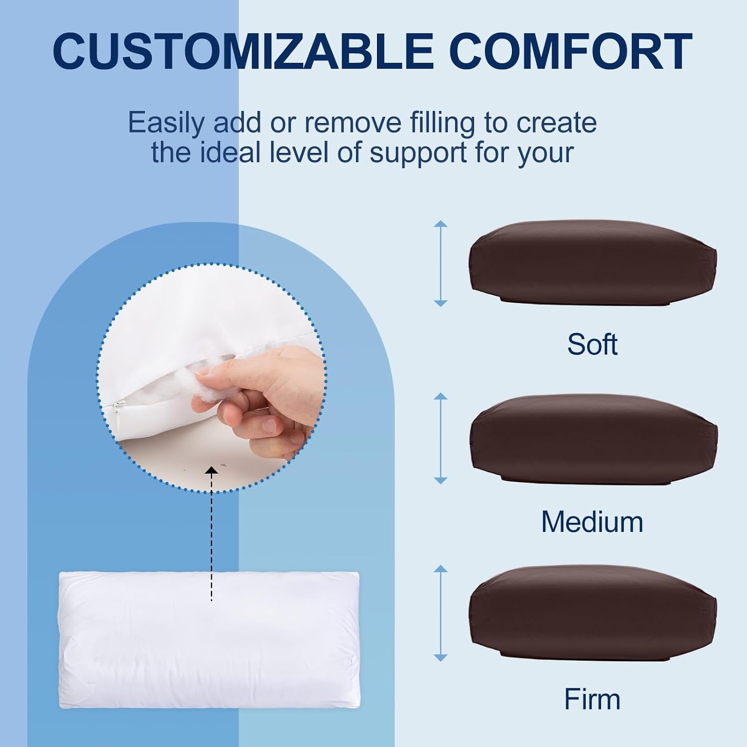 Recliner Pillow, Adjustable Neck & Head Support Pillow | Faux Leather, Weighted Non-Slip Flap, Adjustable Filling, Pain Relief & Relaxation, for Recliners, Sofas, Office Chairs
