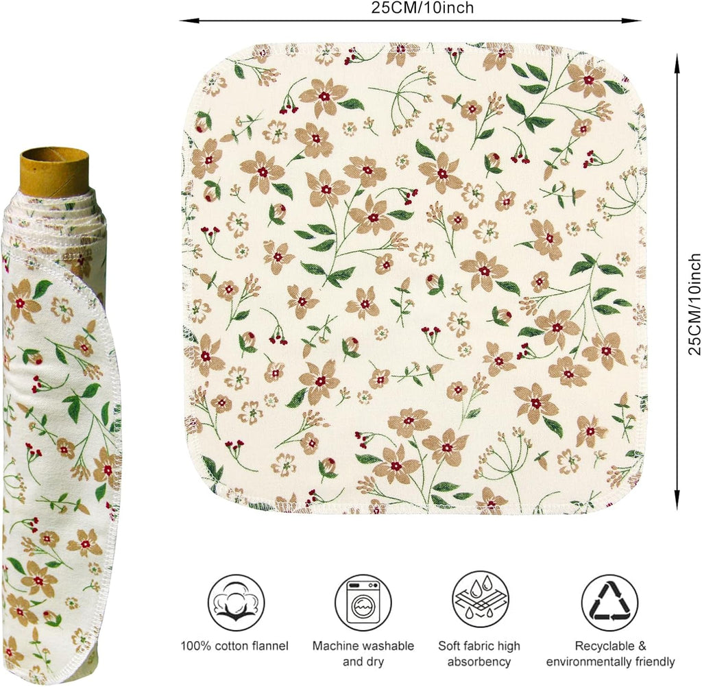 Reusable Paper Towels Cotton Cloths (12Pcs), Absorbent Kitchen Dishcloths (10X10 Inch) Washable Paperless Towels Zero Waste Alternative Napkins for Kitchen Household Cleaning