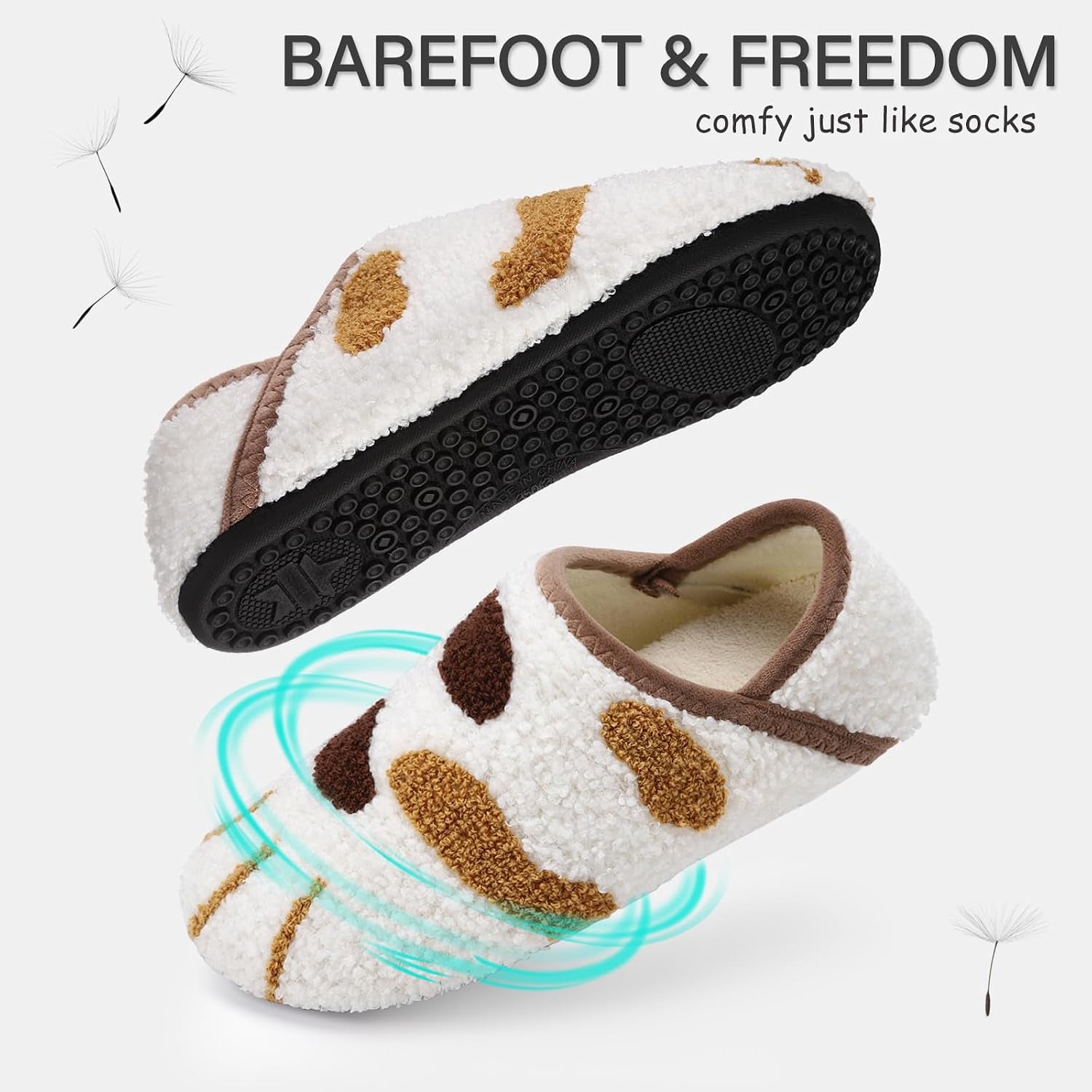 House Slippers for Women Men Indoor Barefoot House Shoes Soft Socks | Furry Slip on Cozy Comfy Flexible Machine Washable Home Bedroom Travel Hospital Yoga Gifts for Mom Grandma
