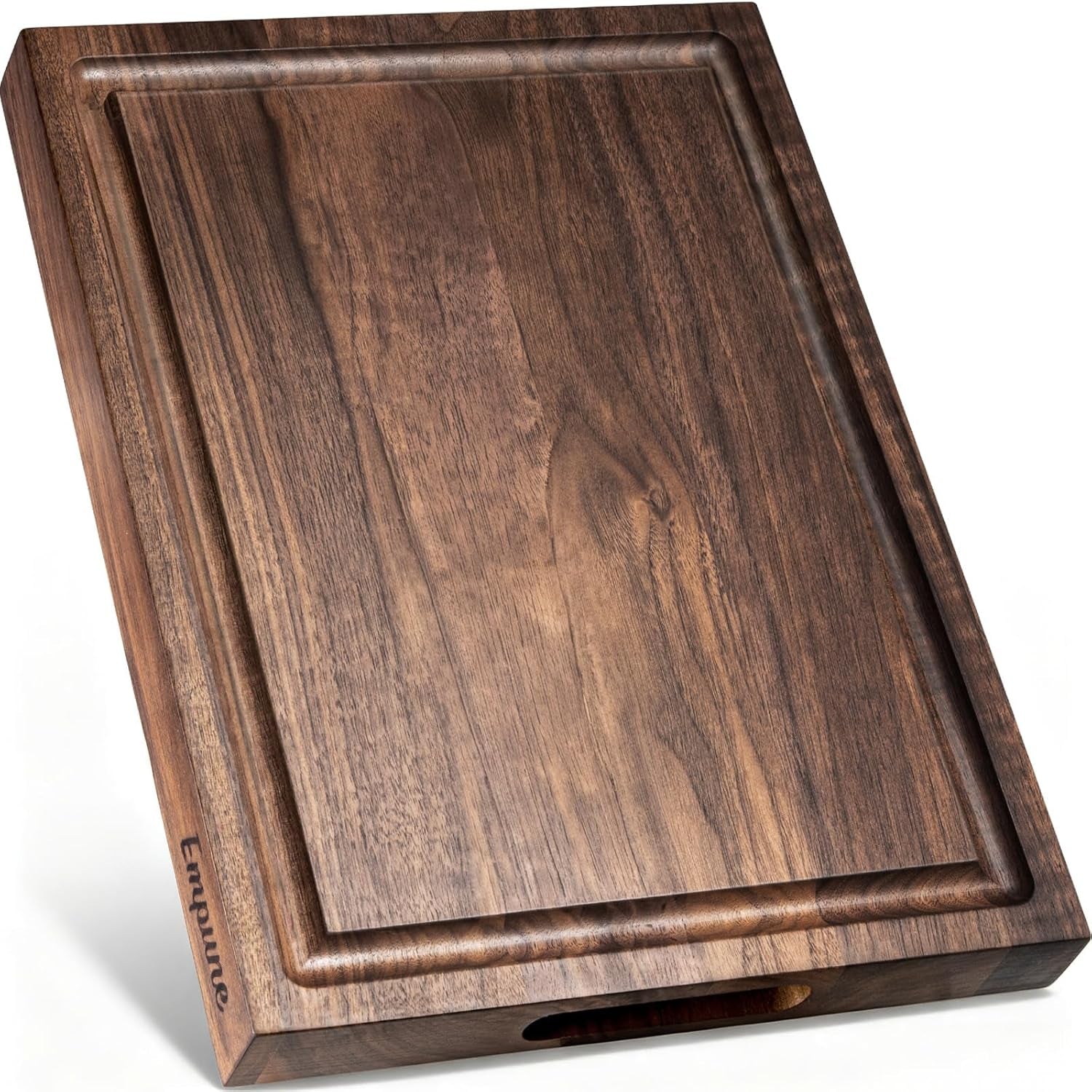Black Walnut Wood Cutting Boards for Kitchen Wooden Cutting Board with Handle, Chopping Board with Built-In Juice Groove & Well, Heavy-Duty Charcuterie Board Butcher Block, 16.5X11.8X1.4 Inches