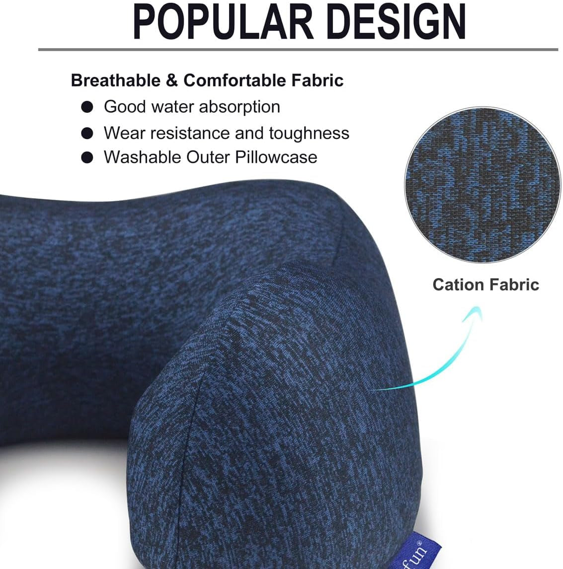Neck Pillow for Traveling, Upgraded Travel Neck Pillow for Airplane 100% Pure Memory Foam Travel Pillow for Flight Headrest Sleep, Portable Plane Accessories, Blue