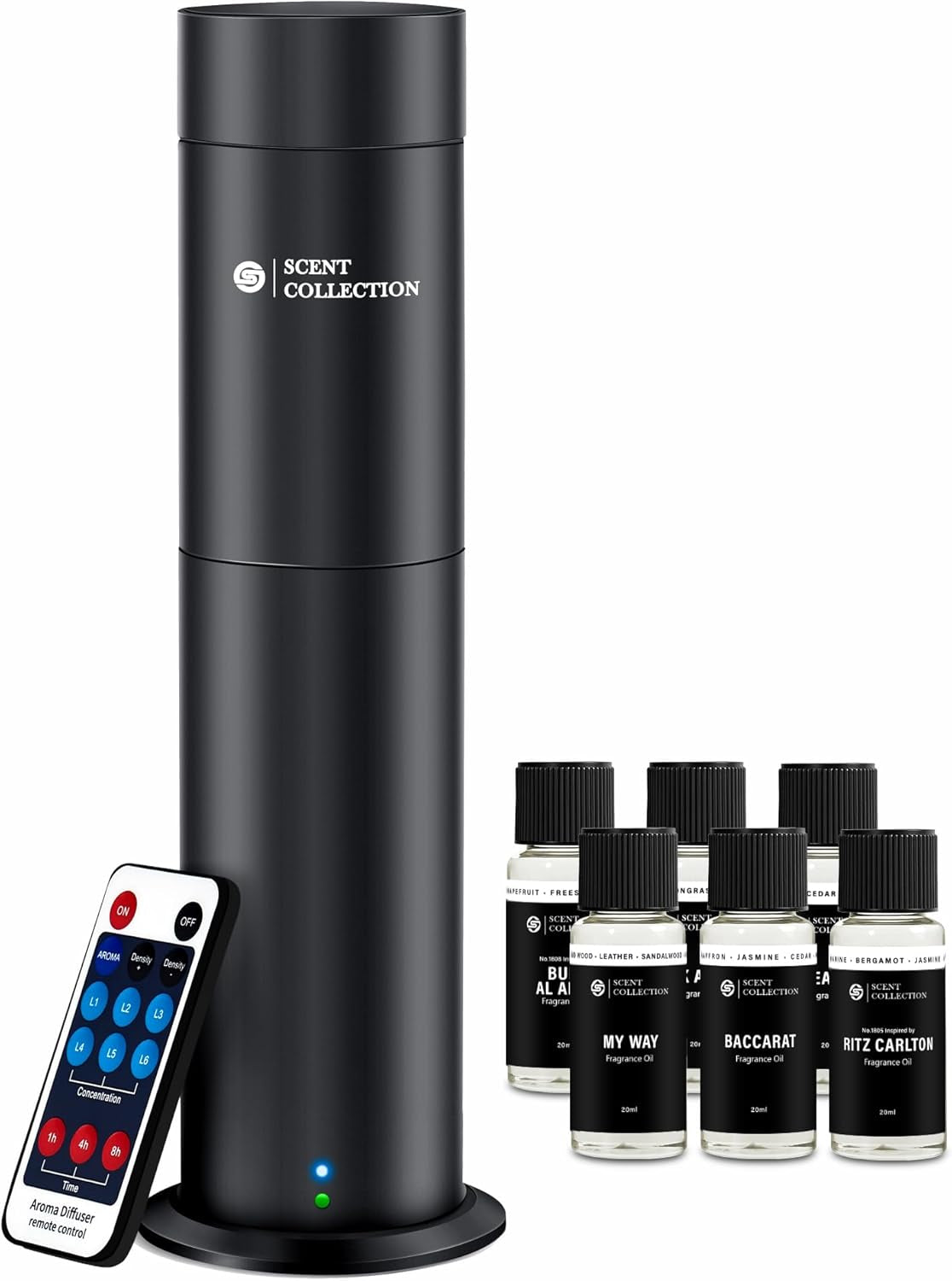 Hotel Waterless Scent Diffuser with 6 Fragrance Oils Covers up to 700 Sq Ft | Cold Air Scent Diffuser with APP Control, 6 Fragrance Oils, Open Bottle Design, Quiet Operation, for Home/Office/Hotel/Ect.