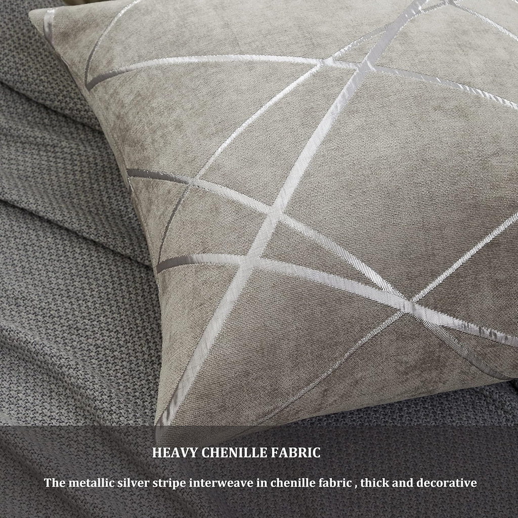 Decorative Couch Pillow Covers 22 X22,Sofa Thick Cushion Pillow Covers,Square Grey Luxury Pillows 2 Set