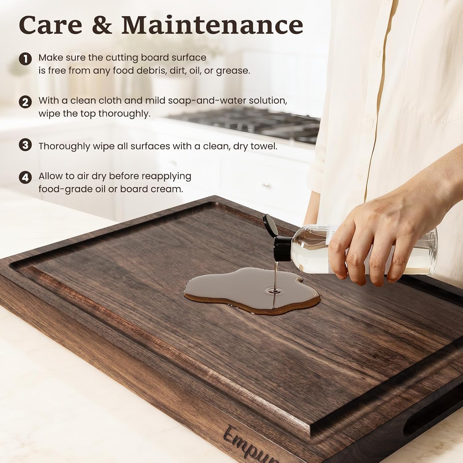 Black Walnut Wood Cutting Boards for Kitchen Wooden Cutting Board with Handle, Chopping Board with Built-In Juice Groove & Well, Heavy-Duty Charcuterie Board Butcher Block, 16.5X11.8X1.4 Inches