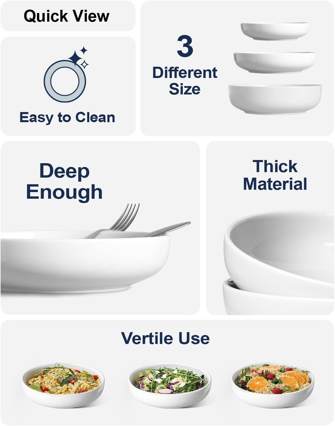 Pasta Bowls Set 45 Oz Large Ceramic Serving Bowls for Salad Soup Noodles