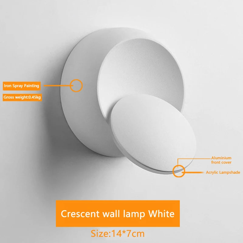 LED Modern Wall Lamp 5W 350 Degree Rotatable Wall Lamp for Stairs Living Room Bedroom Wall Light Home Office Fancy Light