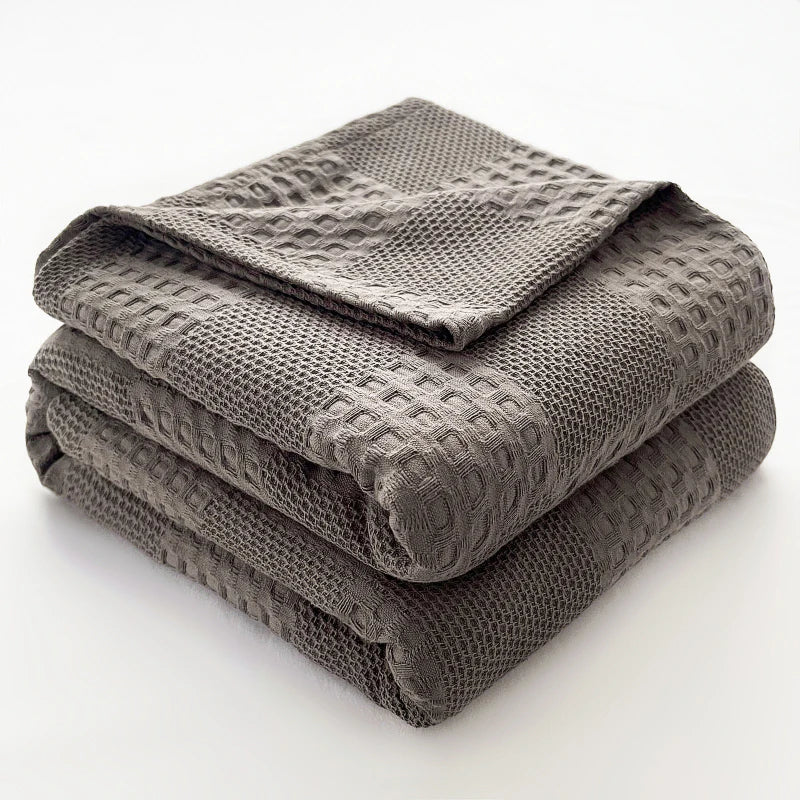 Cotton Throw Blanket Soft Breathable Waffle Blanket for Twin Queen King Bed Decorative Plaid Sofa Blankets Summer Throws