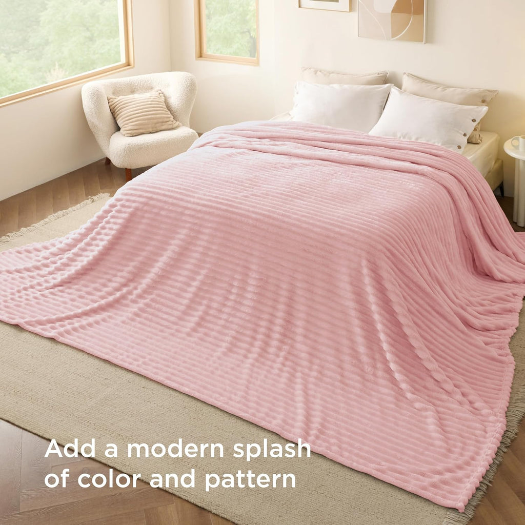 Bedsure Gentlesoft Large Fleece Blanket for Bed - Cozy Soft Throw Blankets for Women, Cute Large Throws for Girls, Coral Pink, 120X120 Inches