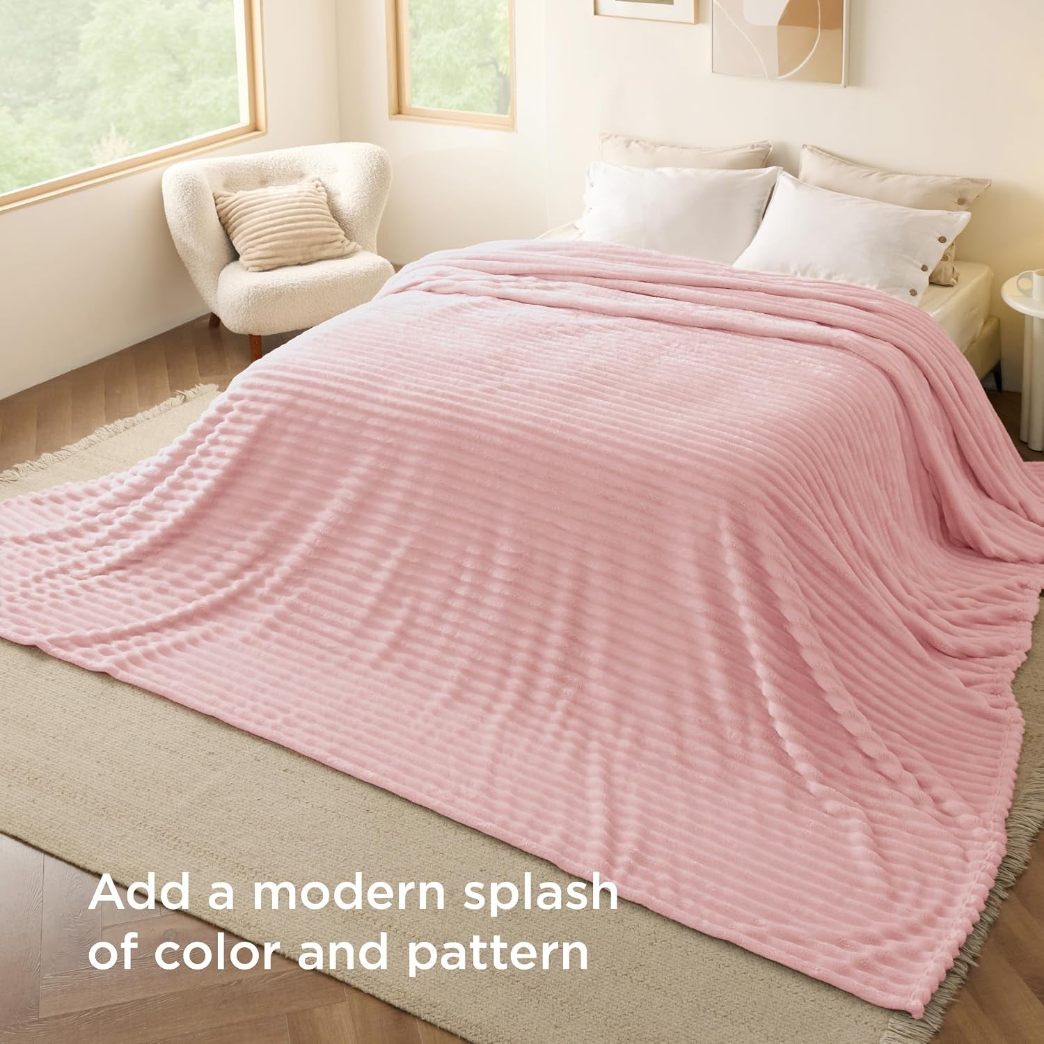 Bedsure Gentlesoft Large Fleece Blanket for Bed - Cozy Soft Throw Blankets for Women, Cute Large Throws for Girls, Coral Pink, 120X120 Inches