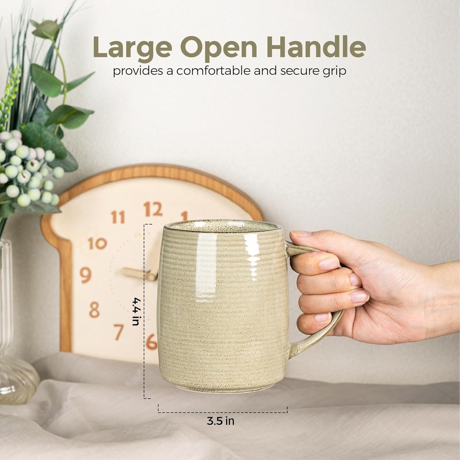Large Coffee Mugs Set of 4, 18Oz Handmade Ceramic Coffee Mugs Set with Gradient Color for Latte/Tea/Beer/Hot Cocoa, Dishwasher & Microwave Safe, Cappuccino