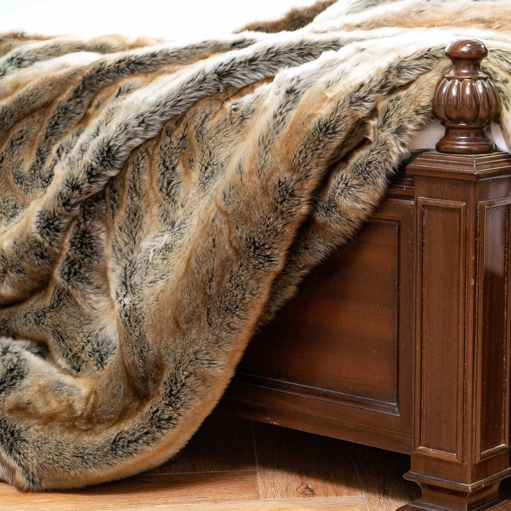 BATTILO Luxury Brown Faux Fur Throw Blanket for Couch,50"X60", Shaggy | Super Thick Warm Elegant Cozy Plush Furry Fuzzy Fluffy Faux Fur Blankets for Bed, Sofa, Living Room, Home Decor