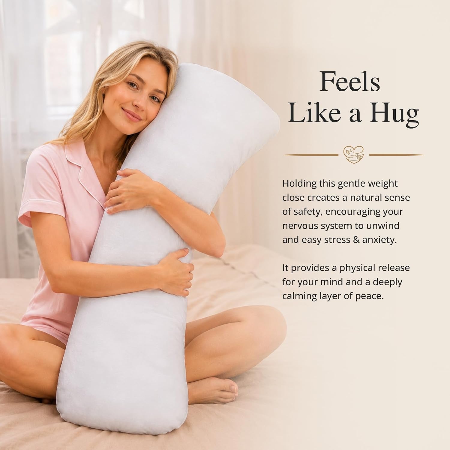 Weighted Pillow for Adults 6.5Lbs | 41" X 12" | Sleep Better & Feel Calm | Weighted Body Pillow for Stress Relief | Sleeping Hugging Pillows for Adults | Gift Women | Side Sleeping