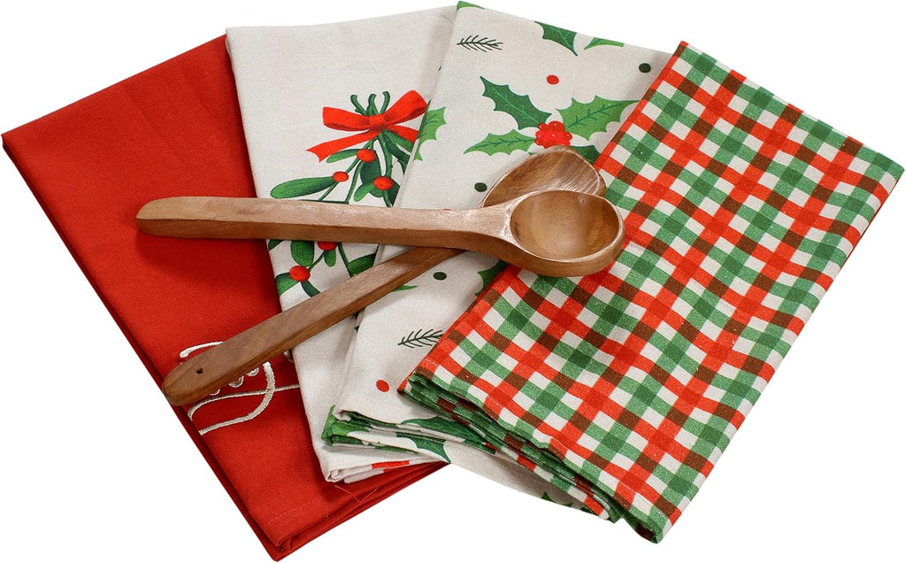 Christmas Kitchen Towels Set of 4 Absorbent Cotton Dish Towel | 100% Premium Cotton, Size, Super Absorbent, Durable & Good Shape, Mindblowing Tips, Cotton, Merry Christmas