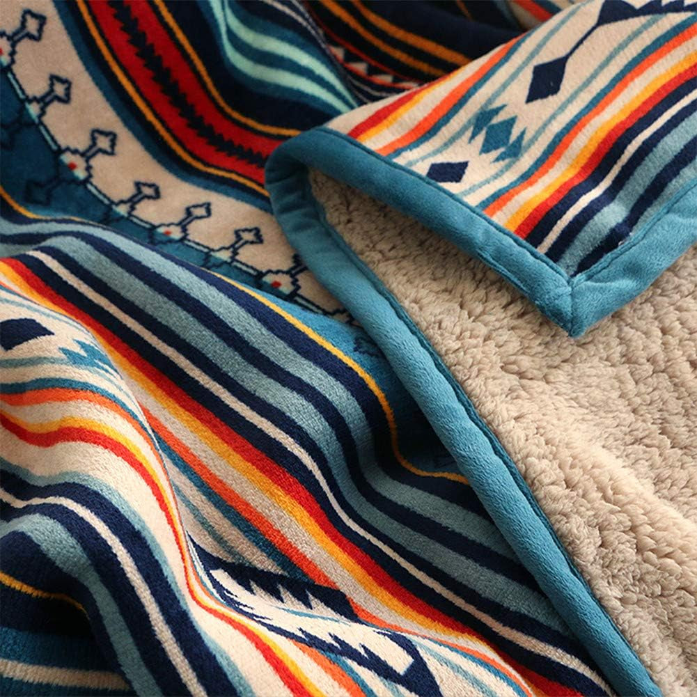 Large Bed Blankets 60 X 80 Inch for Bed, Sofa, Couch and Camping Fuzzy Warm Bohemian Fleece Blanket Twin Size