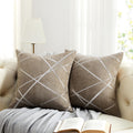 Decorative Couch Pillow Covers 24 X24,Sofa Thick Cushion Pillow Covers,Square Taupe Brown Luxury Pillows 2 Set