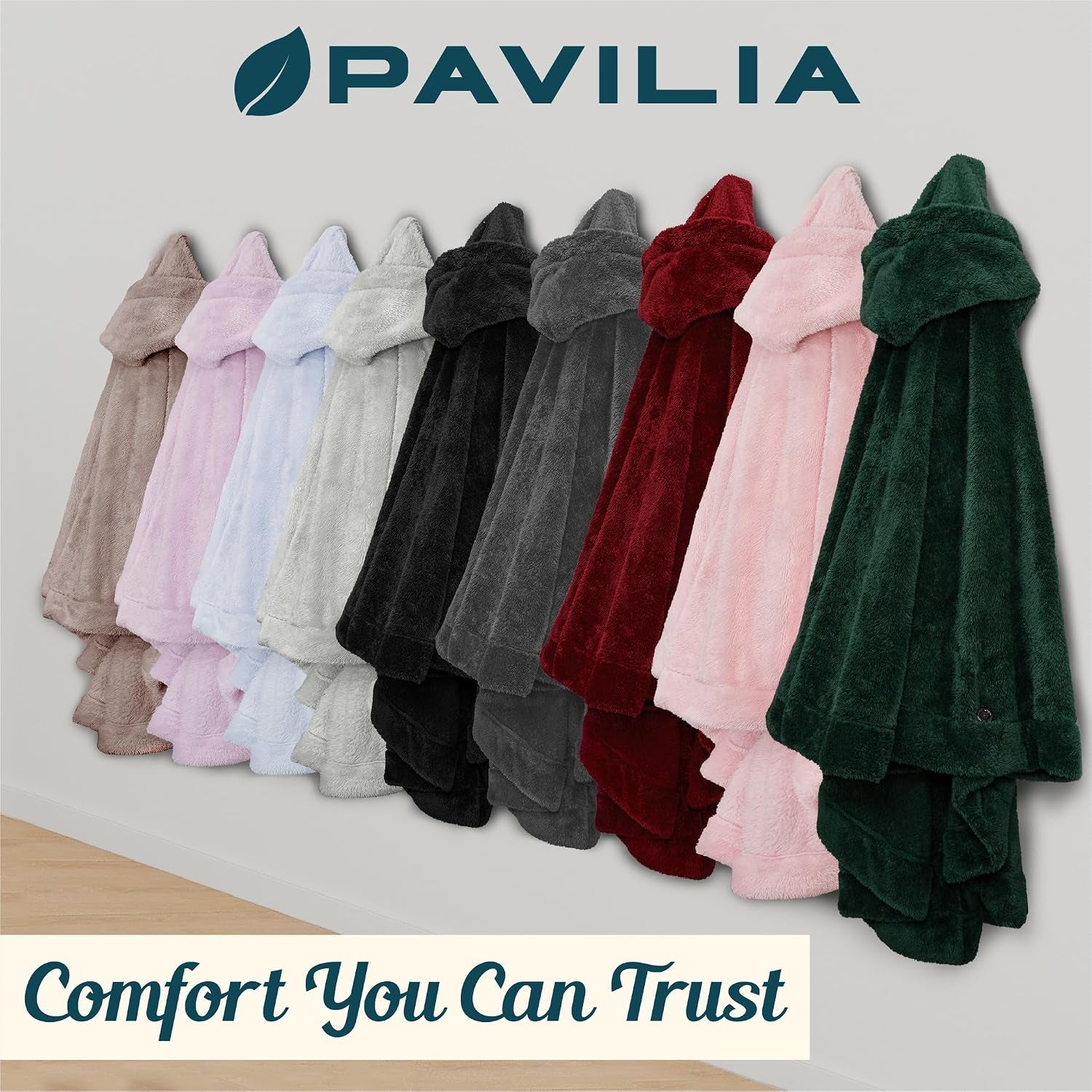 Hooded Blanket Poncho for Women, Wearable Sherpa Fleece Wrap with Pockets, Cozy Shawl Gift for Mom Grandma Wife