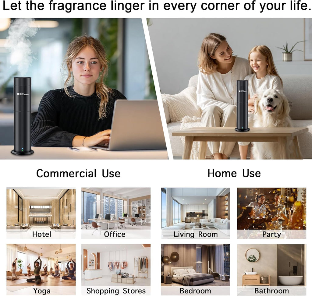 Hotel Waterless Scent Diffuser with 6 Fragrance Oils Covers up to 700 Sq Ft | Cold Air Scent Diffuser with APP Control, 6 Fragrance Oils, Open Bottle Design, Quiet Operation, for Home/Office/Hotel/Ect.