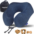 Neck Pillow for Traveling, Upgraded Travel Neck Pillow for Airplane 100% Pure Memory Foam Travel Pillow for Flight Headrest Sleep, Portable Plane Accessories, Blue