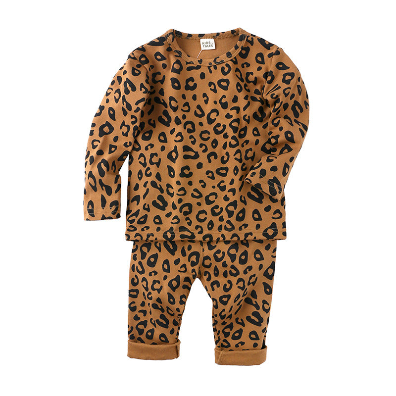 Kids' Cotton Pajamas with Leopard Print for Boys and Girls