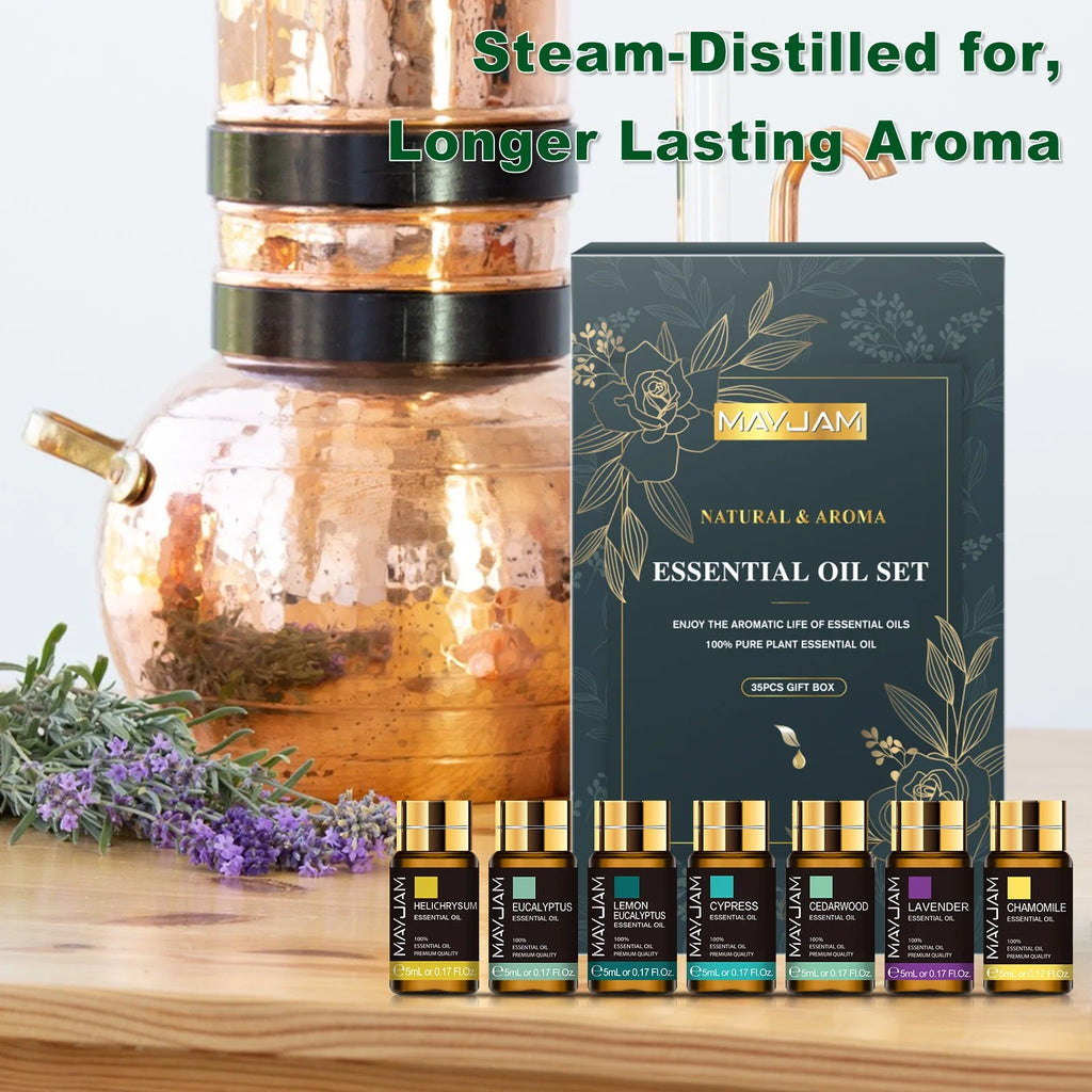 35X5Ml Essential Oils Set for Diffusers, Humidifiers, Massages, Aromatherapy, Candle Making, Skin & Hair Care