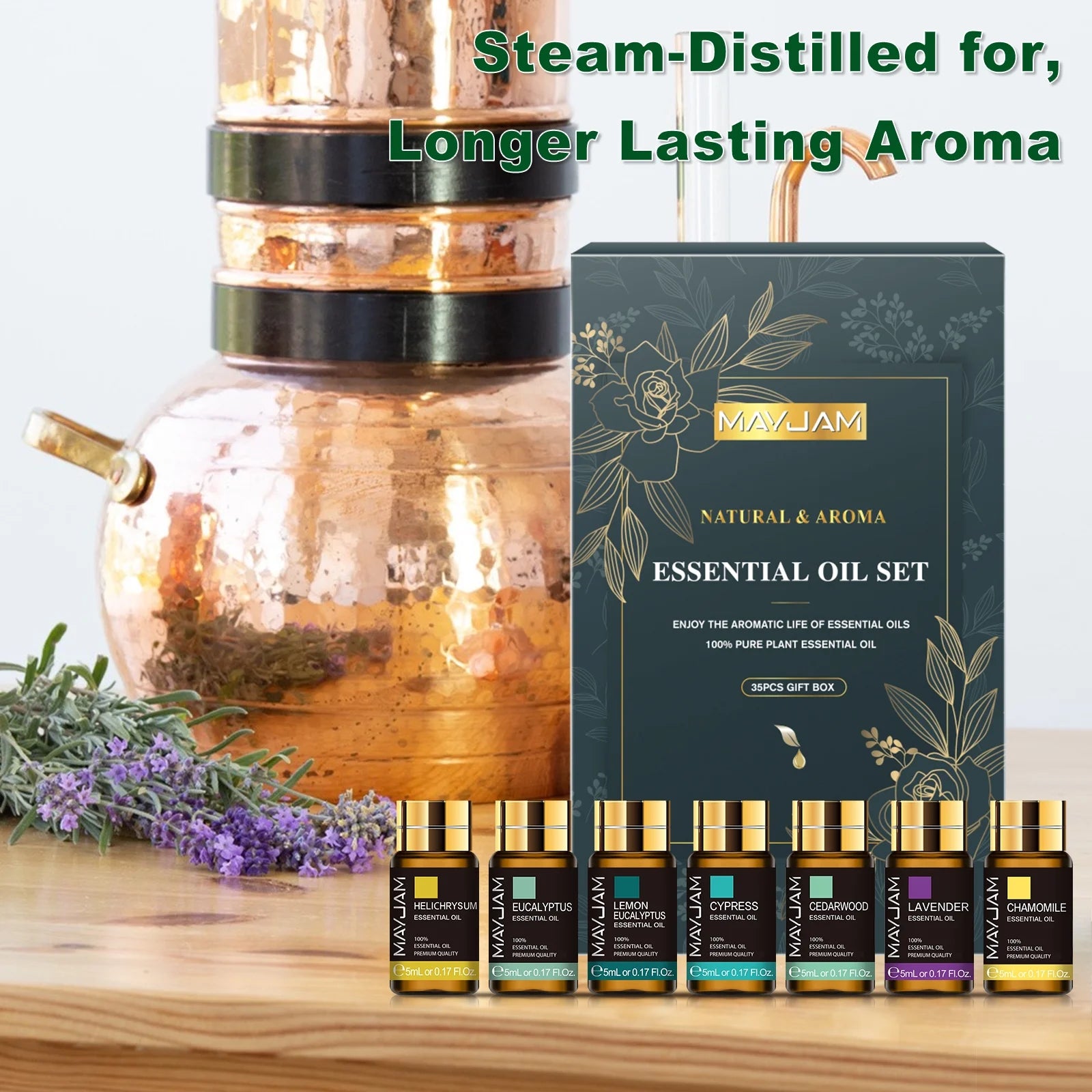 35X5Ml Essential Oils Set for Diffusers, Humidifiers, Massages, Aromatherapy, Candle Making, Skin & Hair Care
