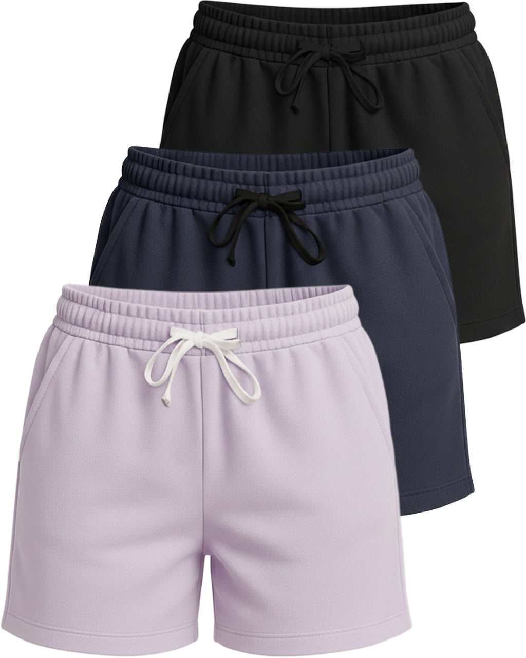 3 Pack:Women'S Fleece Casual Sweat Shorts - Athletic, Running, Yoga, Lounge Shorts with Pockets (Plus Size)