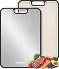 Titanium Cutting Board for Kitchen, Double Sided 2-In-1 Chopping Board with Grinding Area, Food Grade Non Toxic Metal Cutting Board for Meat & Veggies, Easy to Clean, Large Size 16"×11"