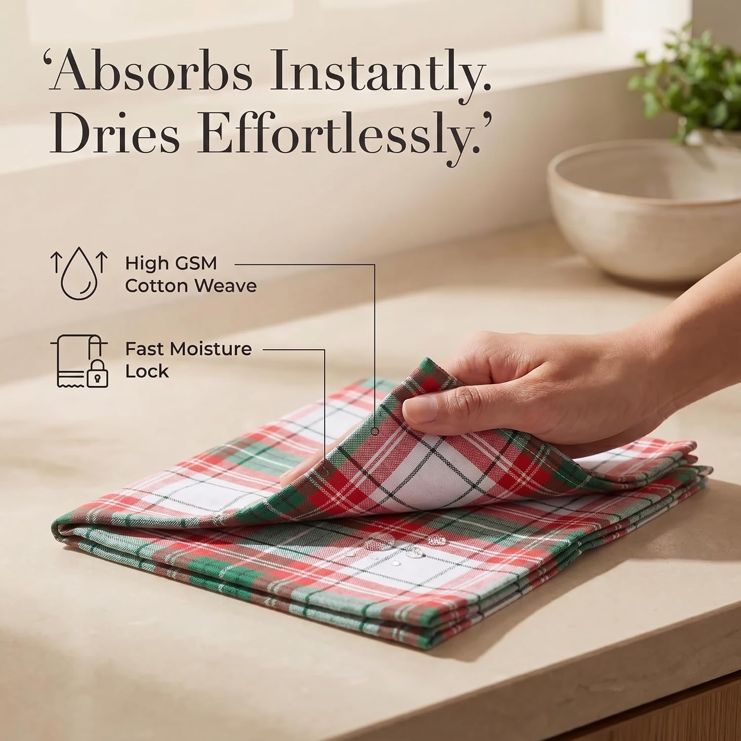 Cloth Napkins 100% Cotton Highly Absorbent Washable Reusable Premium Dinner Napkins Ideal for Gifts for Mothers Day Hotel Farmhouse Parties - Chirstmas Checks (20" X 20", Set of 12)