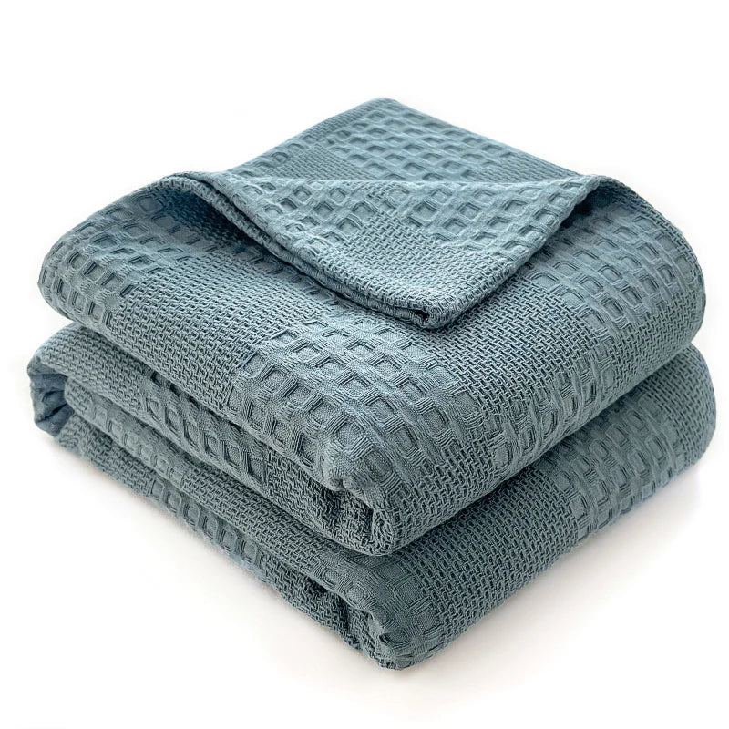 Cotton Throw Blanket Soft Breathable Waffle Blanket for Twin Queen King Bed Decorative Plaid Sofa Blankets Summer Throws