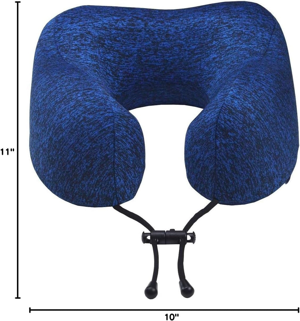 Neck Pillow for Traveling, Upgraded Travel Neck Pillow for Airplane 100% Pure Memory Foam Travel Pillow for Flight Headrest Sleep, Portable Plane Accessories, Blue