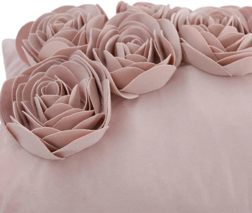 3D Rectangle Velvet Rose Throw Pillow Covers for Modern Decoration and Gift 12 X 20 Inch Rose Gold