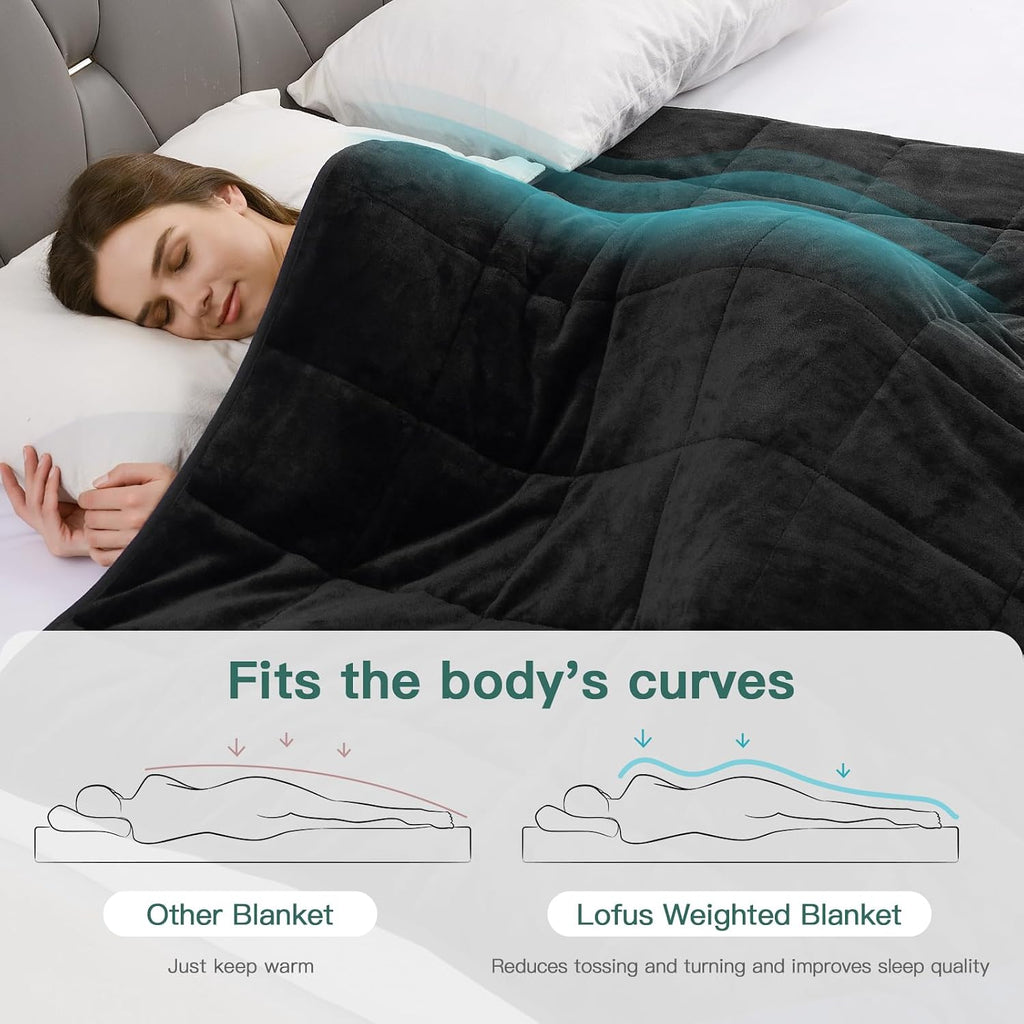 Weighted Blanket for Adults(15 Lbs, 60" X 80"), Queen Size Heavy Blanket Machine Washable, Soft Weighted Blankets for Stress Relief and Sleep Promotion,Black