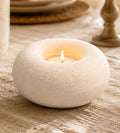White Ceramic Candle Holder Home Table Decor - Farmhouse Tea Light Holders | Boho Heart Shaped Minimalist Decorative Candle Holder for Coffee Table Centerpiece Wedding Dining Living Roomhouse Decoration