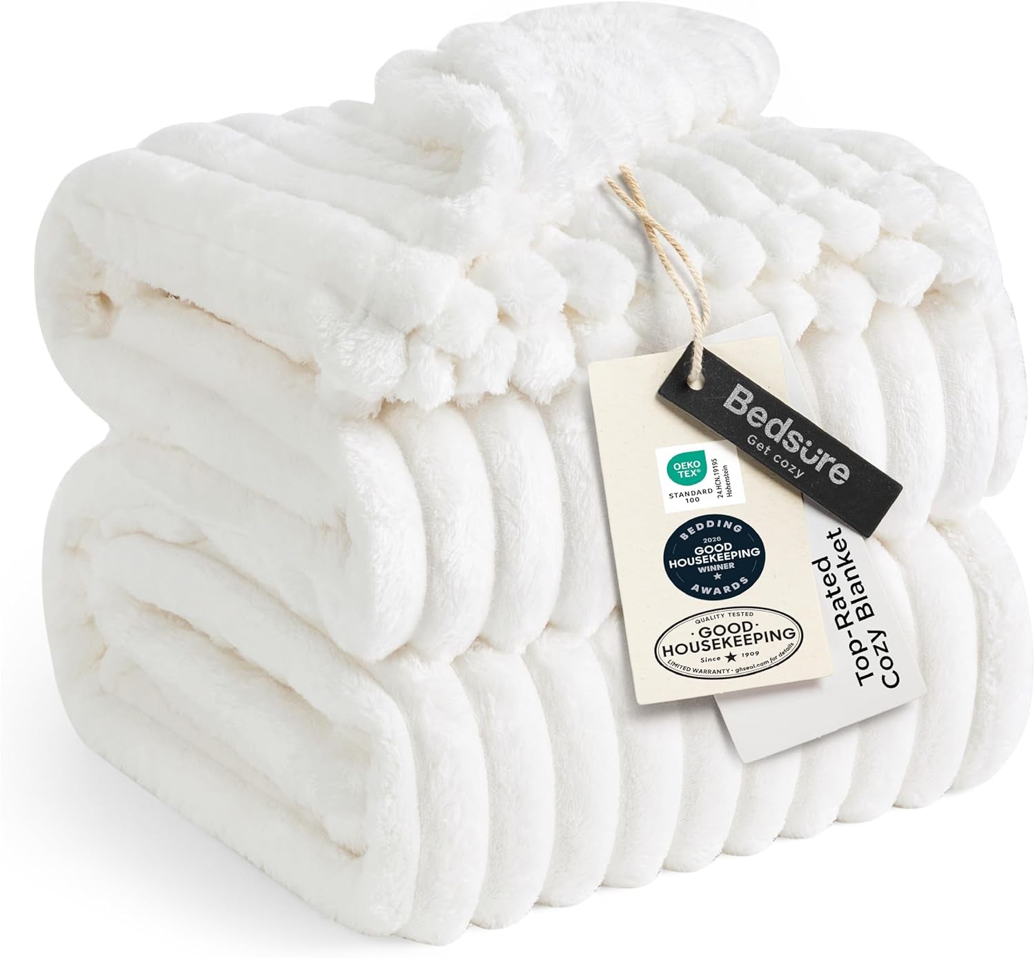 Bedsure Gentlesoft Full Size Blanket for Bed - Cozy Soft Blankets for Women, Cute Large Fleece Throws for Girls, off White, 84X90 Inches