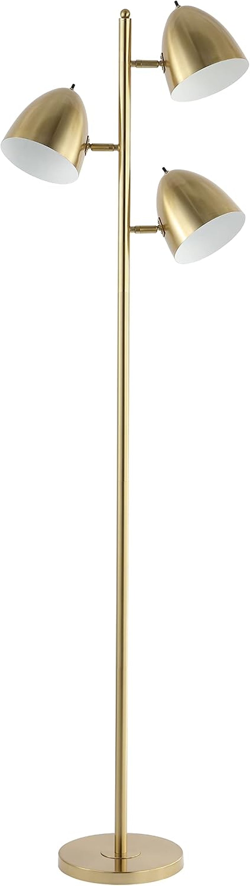 66.5" Brass Gold 3-Light Modern Mid-Century Iron LED Floor Lamp, Contemporary Standing Tree Lamp for Living Room, Rotating Sockets, UL Listed, LED Bulbs Included JYL3086A
