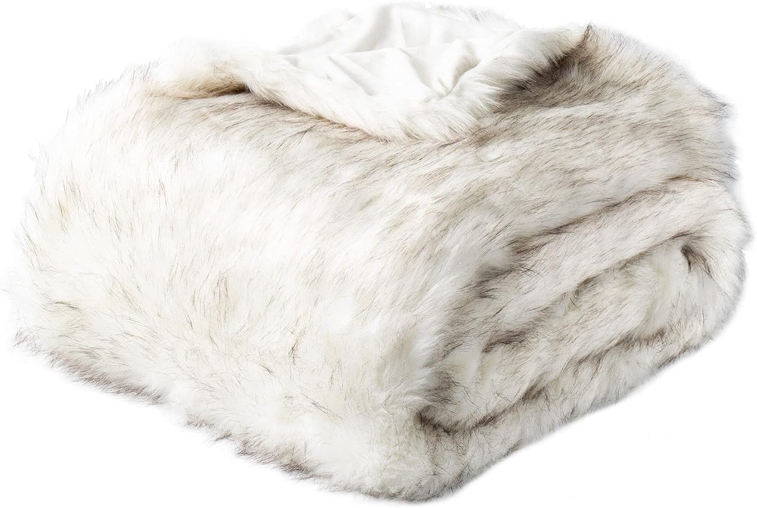 BATTILO Luxury White Faux Fur Throw Blanket for Couch, 60"X80", Tip-Dyed | Large Fuzzy Fluffy Elegant Cozy White Blanket, Super Warm Heavy Thick Faux Fur Blanket for Bed, Living Room