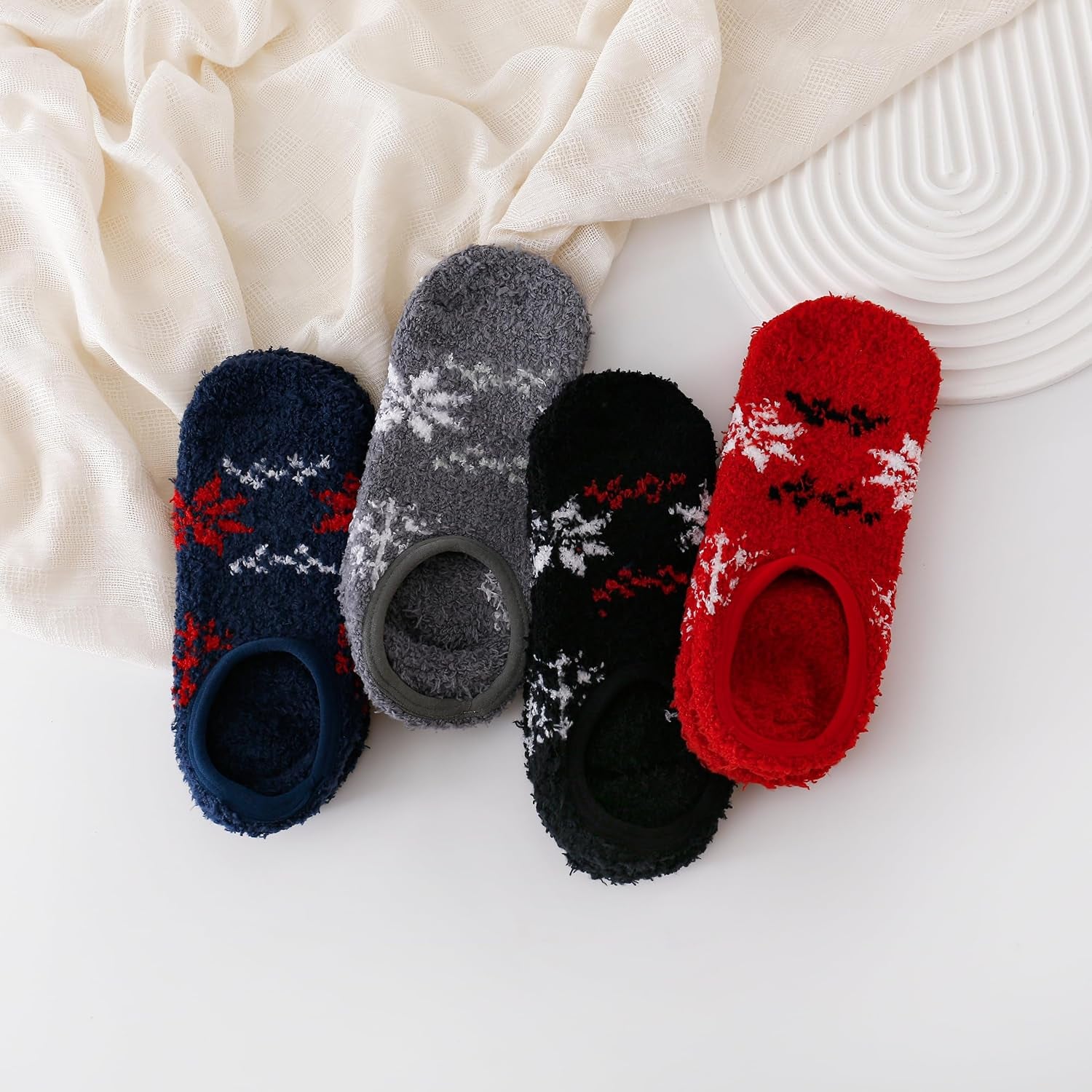 Cozy Winter Fuzzy Women Socks Grip Slippers Fluffy House Non Skid Microfiber Socks