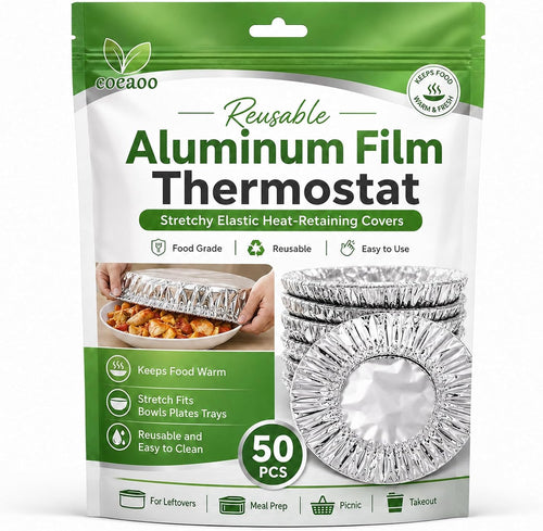 50 Pack Reusable Aluminum Foil Food Covers Stretchy Elastic Edge Bowl Plate Tray Lids Heat Retaining Food Grade Cover for Picnic Takeout Leftovers Meal Prep BBQ Sandwich Burrito Outdoor Dining(50Pcs)