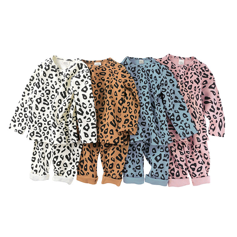 Kids' Cotton Pajamas with Leopard Print for Boys and Girls