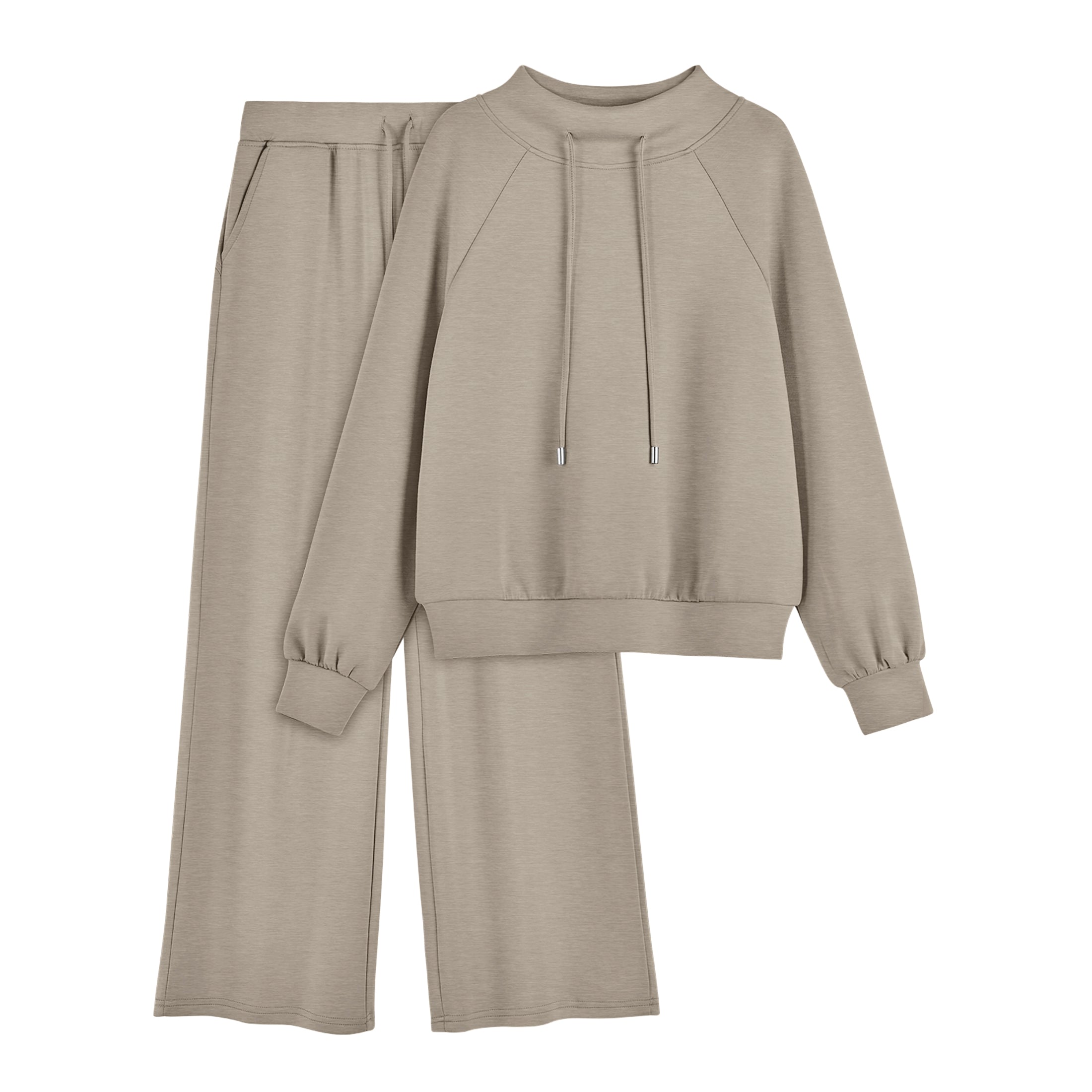 2 Piece Outfits Women Sweatsuits Drawstring Sweatshirt Lounge Sets 2025 Fall Wide Leg Sweatpants Tracksuit with Pockets