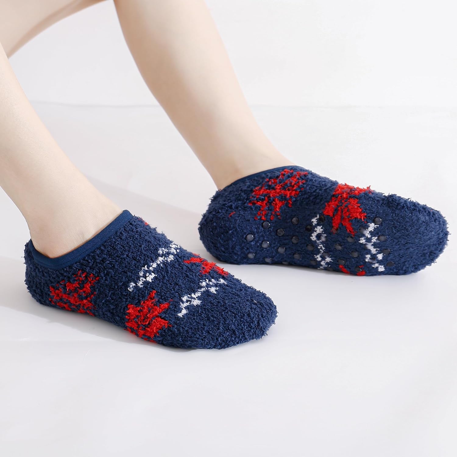 Cozy Winter Fuzzy Women Socks Grip Slippers Fluffy House Non Skid Microfiber Socks