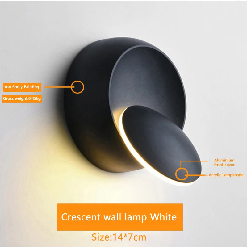 LED Modern Wall Lamp 5W 350 Degree Rotatable Wall Lamp for Stairs Living Room Bedroom Wall Light Home Office Fancy Light