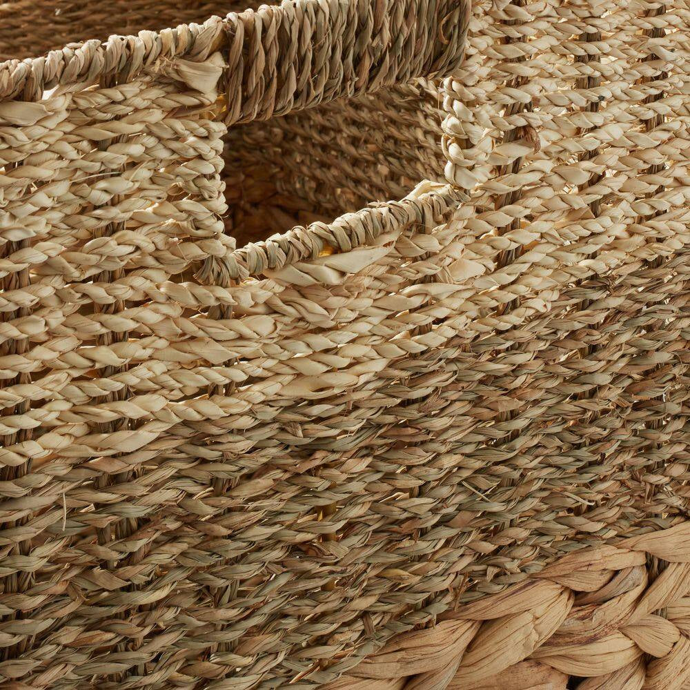 Brown Mixed Weave 10.5 In. X 10.5 In. Wicker Hyacinth Decorative Basket Storage Cube Set of 4
