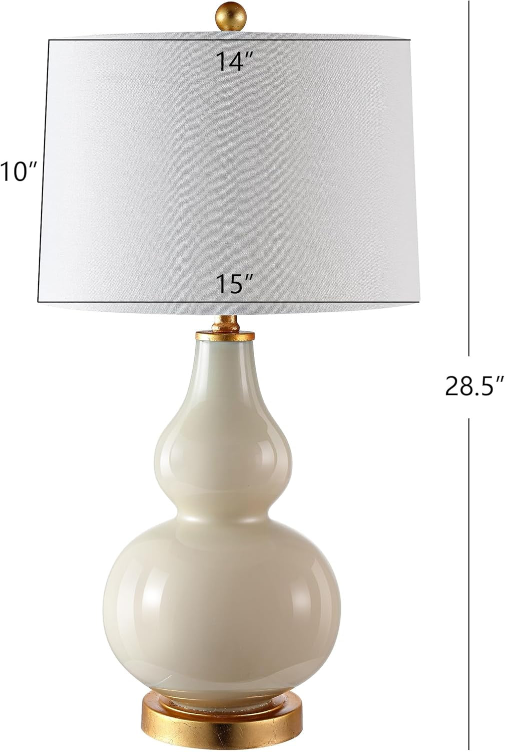 SAFAVIEH Lighting Collection – Karlen Set of 2 Cream & Gold Leaf Double Gourd Glass Table Lamps, Modern Contemporary Design, LED Bulbs Included (TBL4223A-SET2)