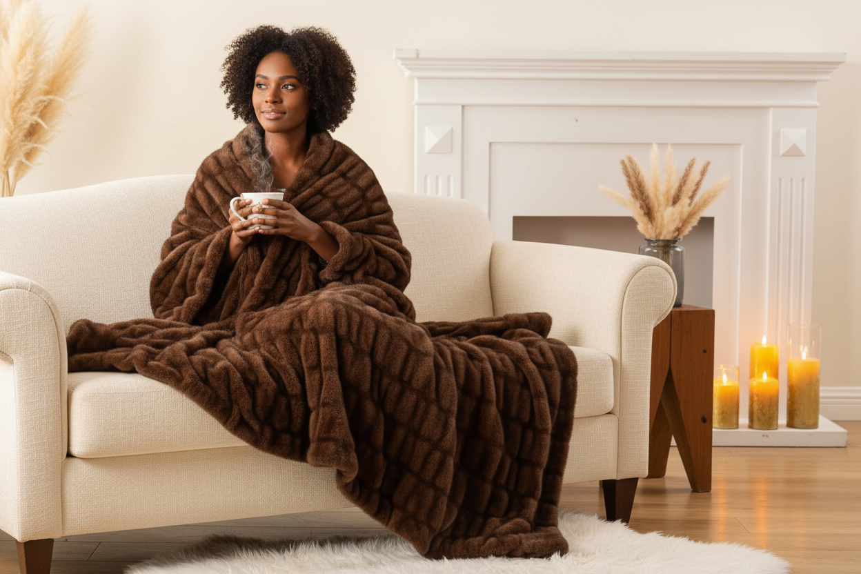 Chocolate Brown Throw - Lifestyle 1